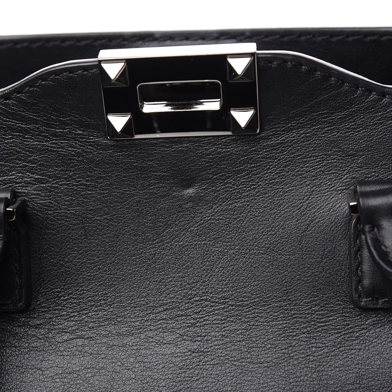 Valentino Garavani Vitello Rockstud Double Handle Tote Black 10 of 11