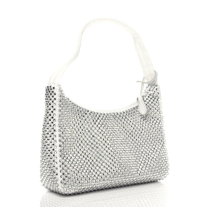 Prada Satin Crystal Mini Re-Edition 2000 Bag White 3 of 10