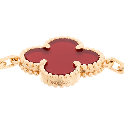 Van Cleef & Arpels 18K Rose Gold Carnelian 5 Motifs Guilloche Vintage Alhambra Bracelet 4 of 4