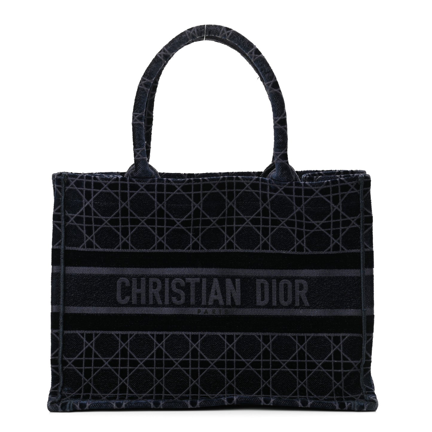 Velvet Cannage Medium Book Tote Navy Blue