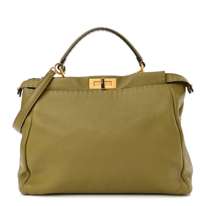 Fendi Cuoio Romano Selleria Large Peekaboo Iconic Satchel Muschio Moro 1 of 13
