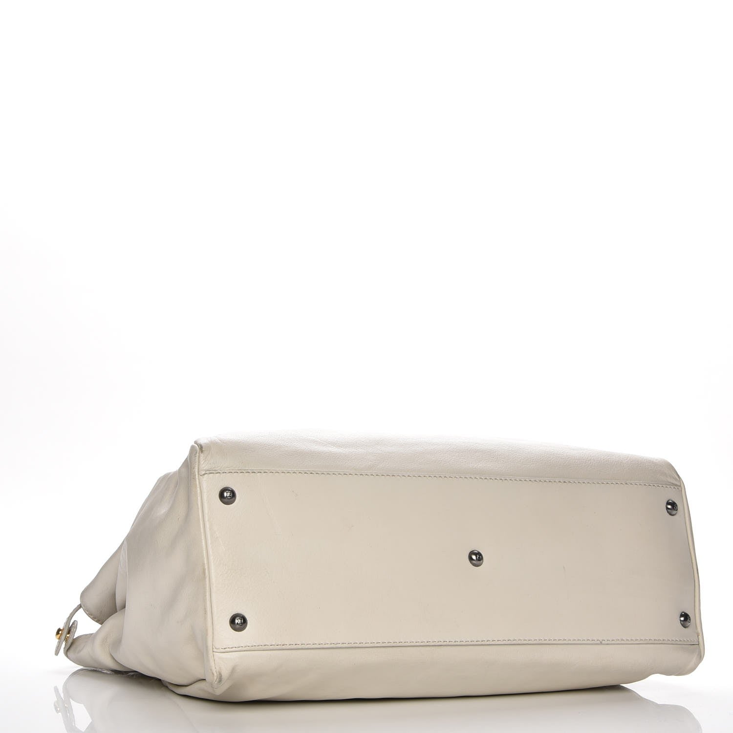 Fendi Goatskin Watersnake Large Peekaboo Iconic Satchel White 5 of 15