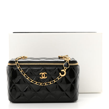 Chanel atent Enamel Quilted Small Coco Hearts Vanity Case With Chain Black 11 of 11
