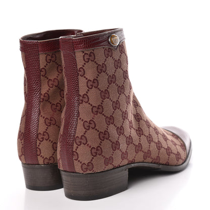 Gucci GG Monogram Lizard Mens GG Ankle Boots 9 Sahara Rubino Bright Bordeaux 4 of 12
