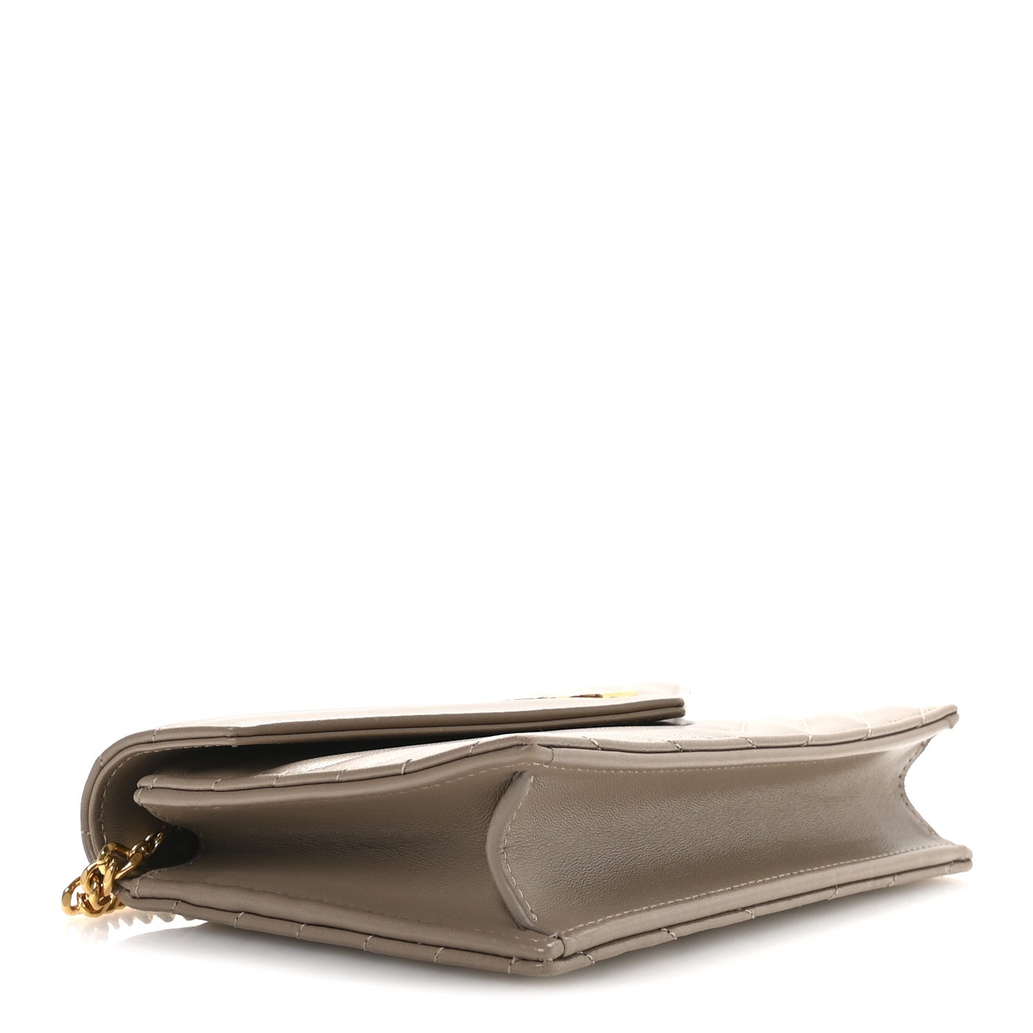 Saint Laurent Lambskin Matelasse Chevron Monogram Envelope Chain Wallet Dusty Grey 4 of 10