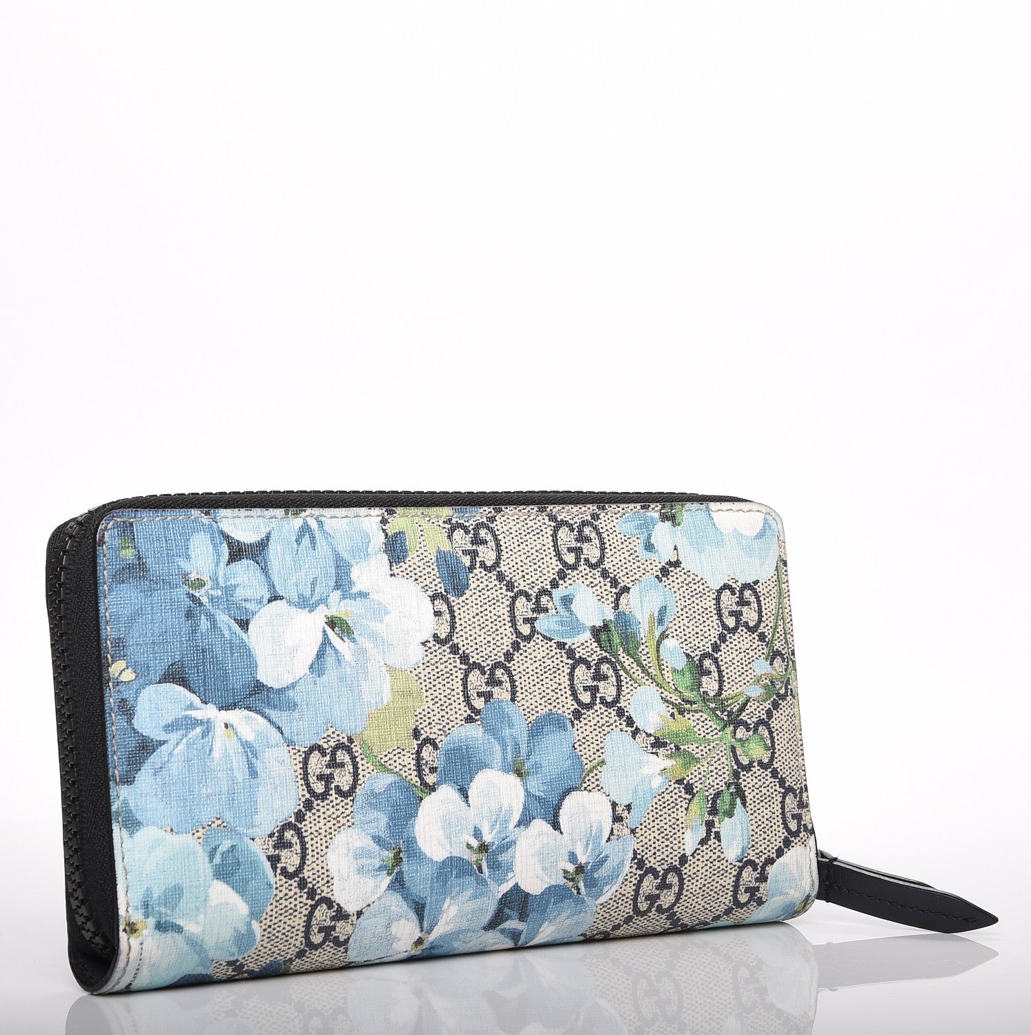 Gucci GG Supreme Monogram Blooms Zip Around Wallet Blue 3 of 6