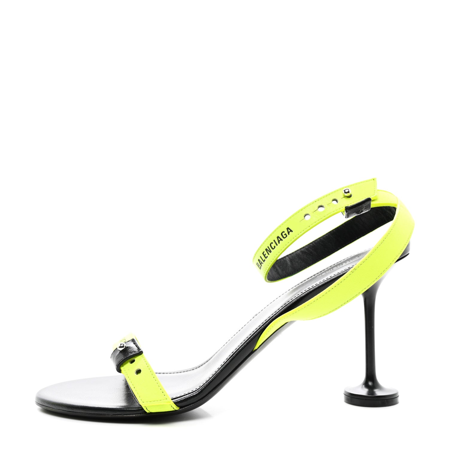 Balenciaga Calfskin Logo Afterhour 90mm Sandal 41 Black Fluo Yellow 1 of 9