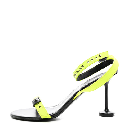 Balenciaga Calfskin Logo Afterhour 90mm Sandal 41 Black Fluo Yellow 1 of 9