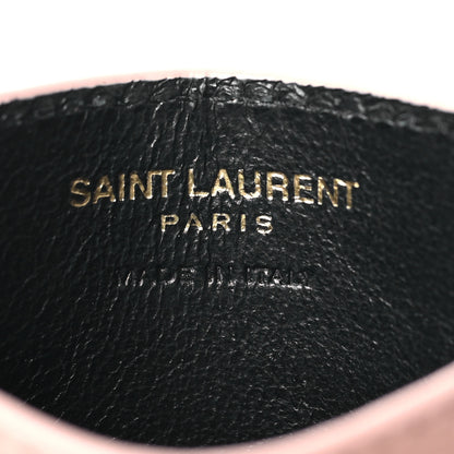 Saint Laurent Grain De Poudre Matelasse Chevron Monogram Credit Card Case Pale Pink 6 of 10