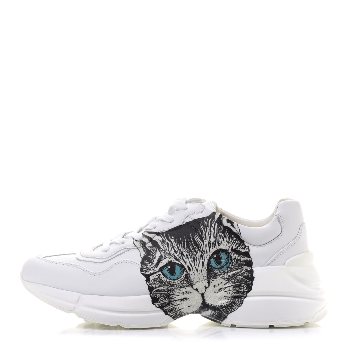 Calfskin Mystic Cat Rhyton Sneakers 40 Great White