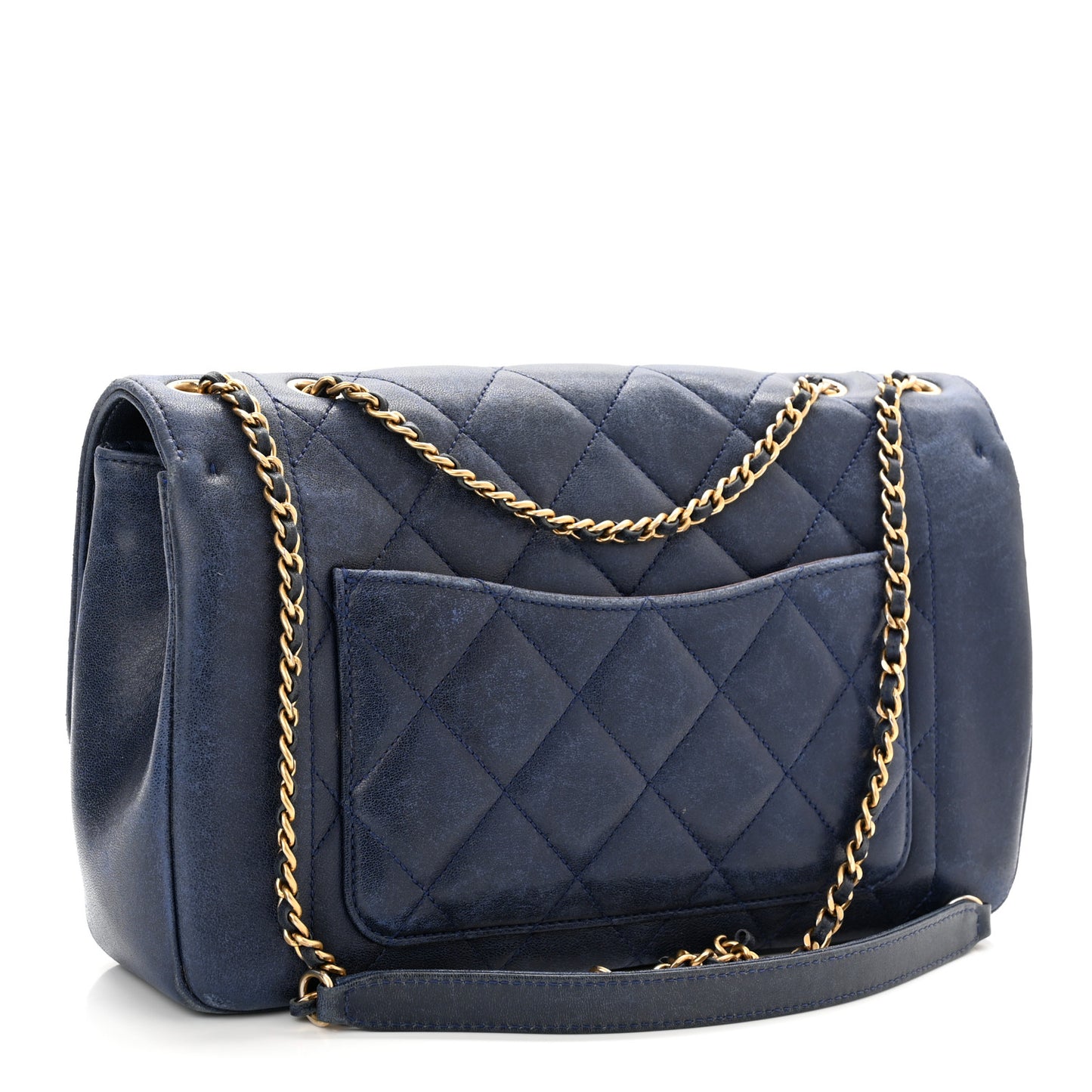 Lambskin Quilted Small Single Flap Blue