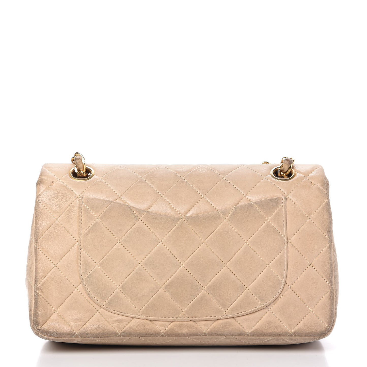 Lambskin Quilted Small Double Flap Beige