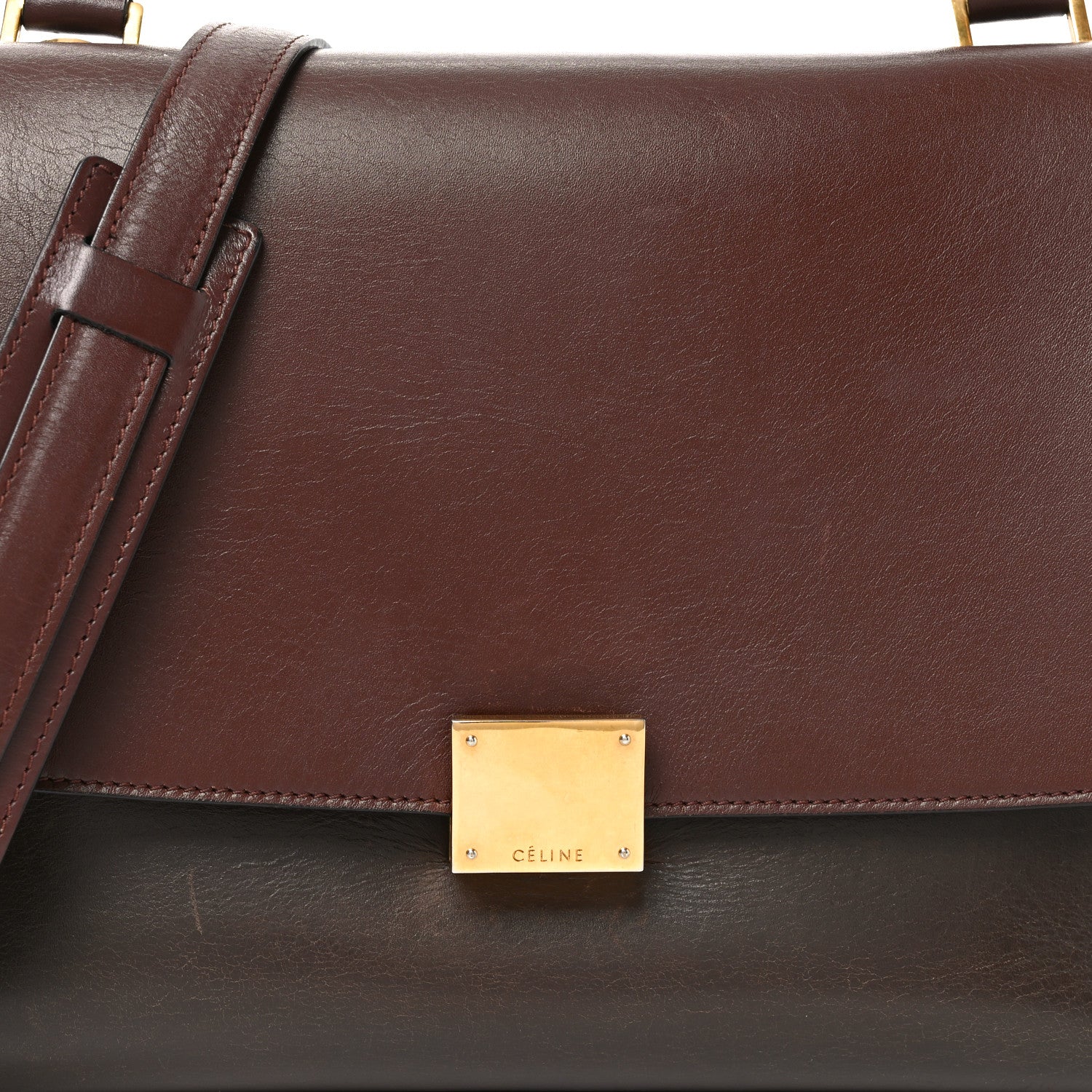 Celine Sleek Calfskin Tri-color Small Trapeze Wine 7 of 9