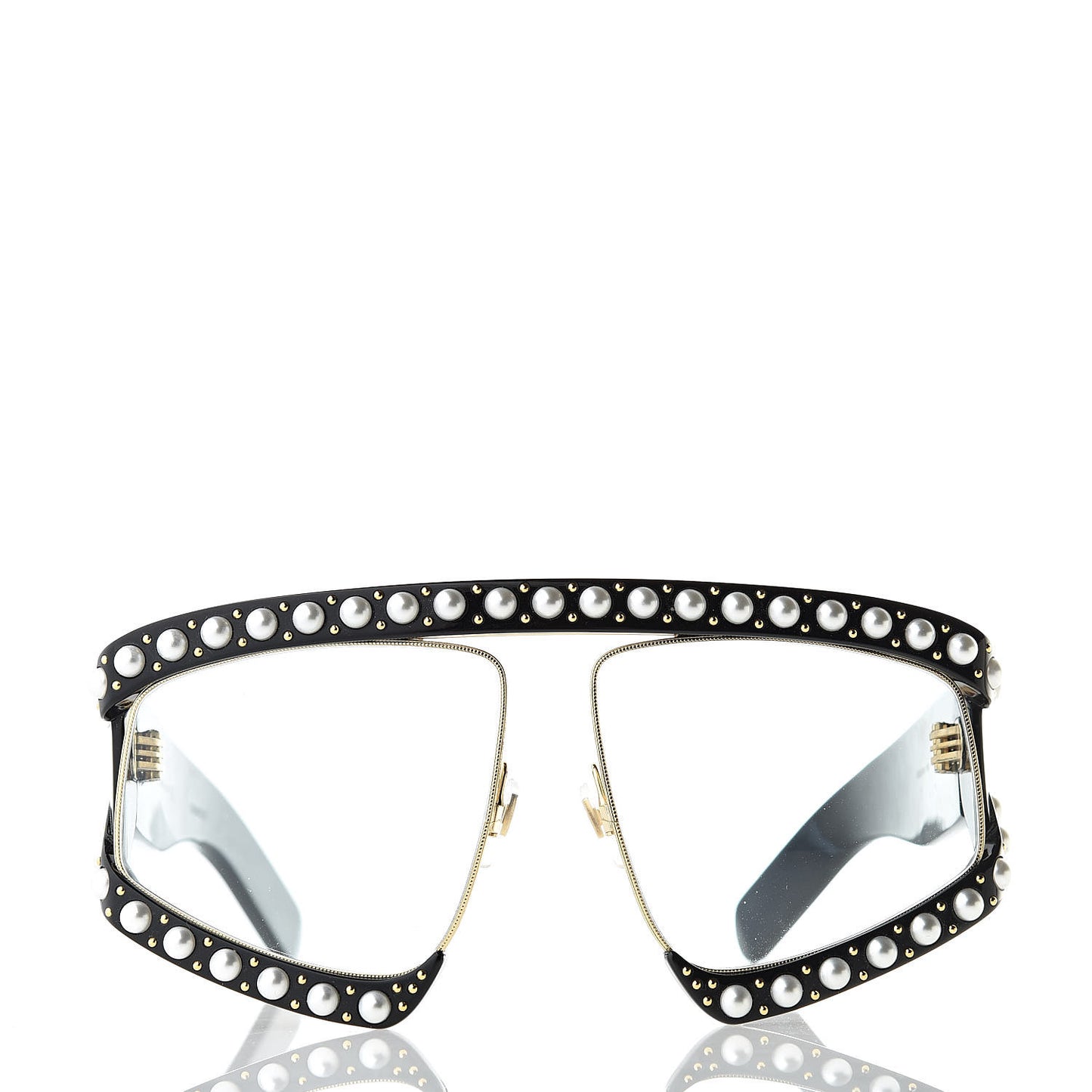 Acetate Pearl Rectangular Frame Sunglasses GG0234S Black