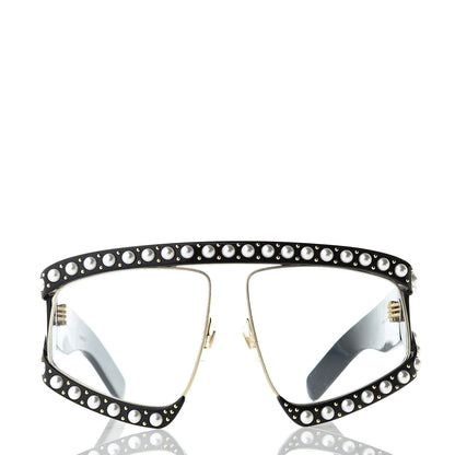 Gucci Acetate Pearl Rectangular Frame Sunglasses GG0234S Black 2 of 8