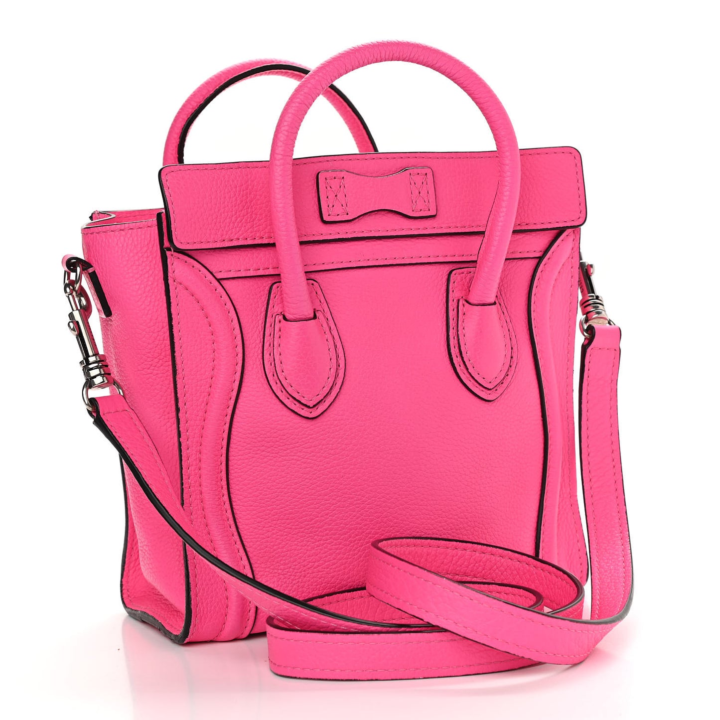 Drummed Calfskin Nano Luggage Fluo Pink