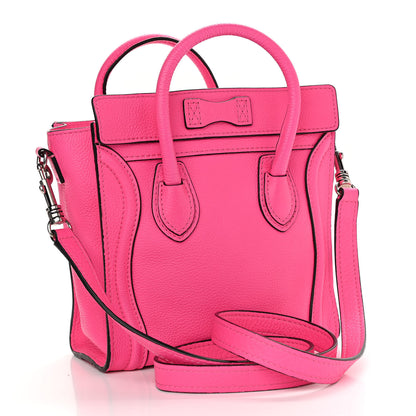 Celine Drummed Calfskin Nano Luggage Fluo Pink 3 of 11