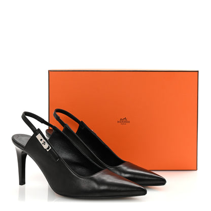 Hermes Nappa Lover 80 Slingback Pumps 38 Black 9 of 9