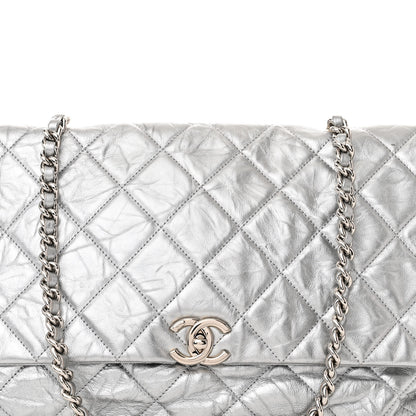 Chanel Metallic Crumpled Calfskin Big Bang Large Flap Bag Silver 9 of 14