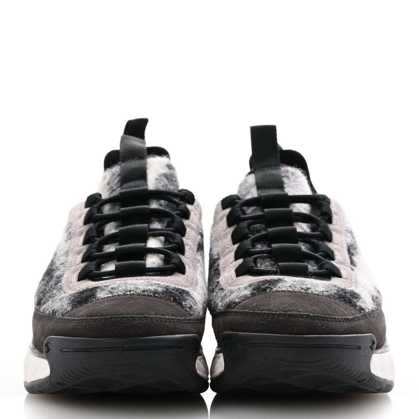 Fabric Suede Calfskin CC Sneakers 39 Gray