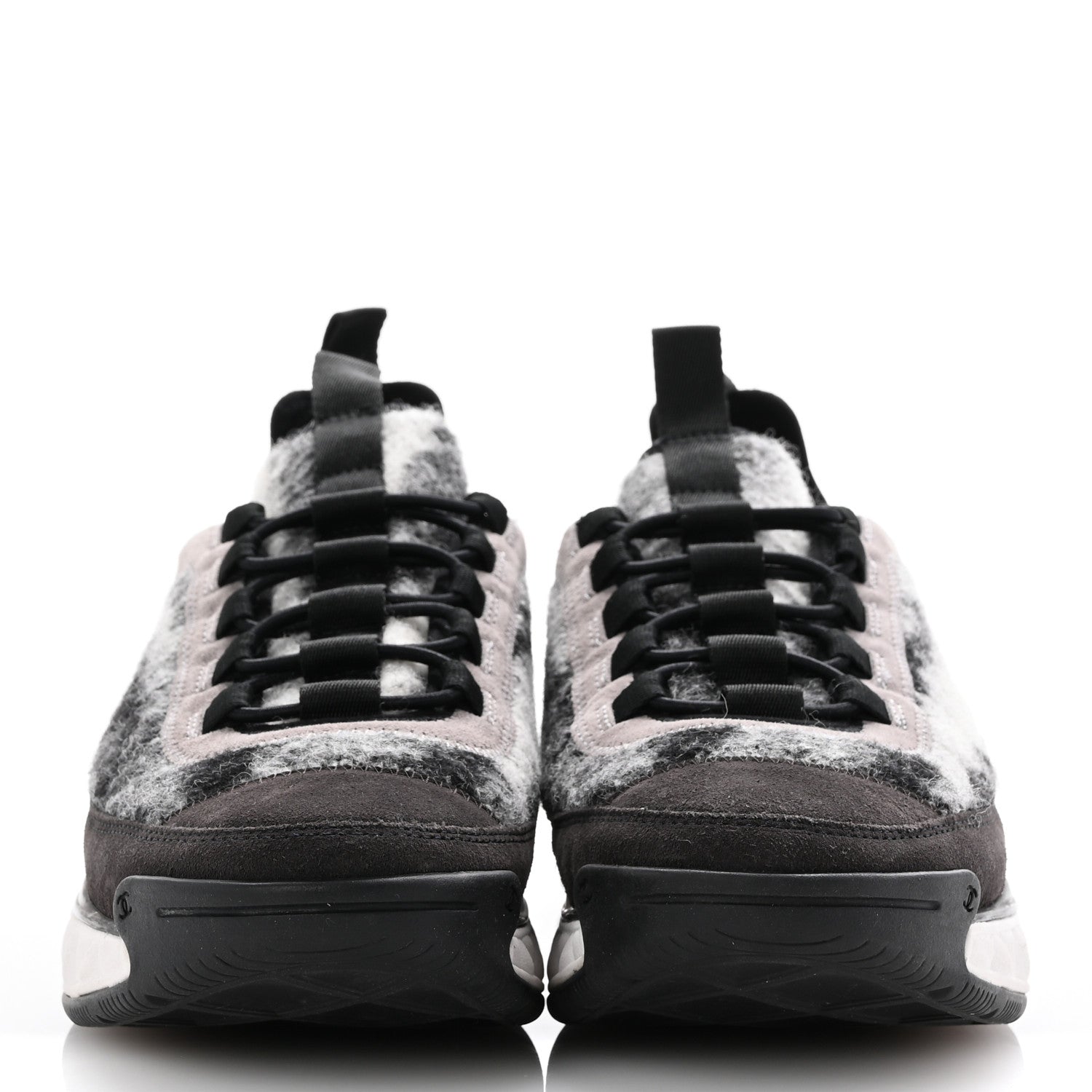 Chanel Fabric Suede Calfskin CC Sneakers 39 Gray 3 of 9