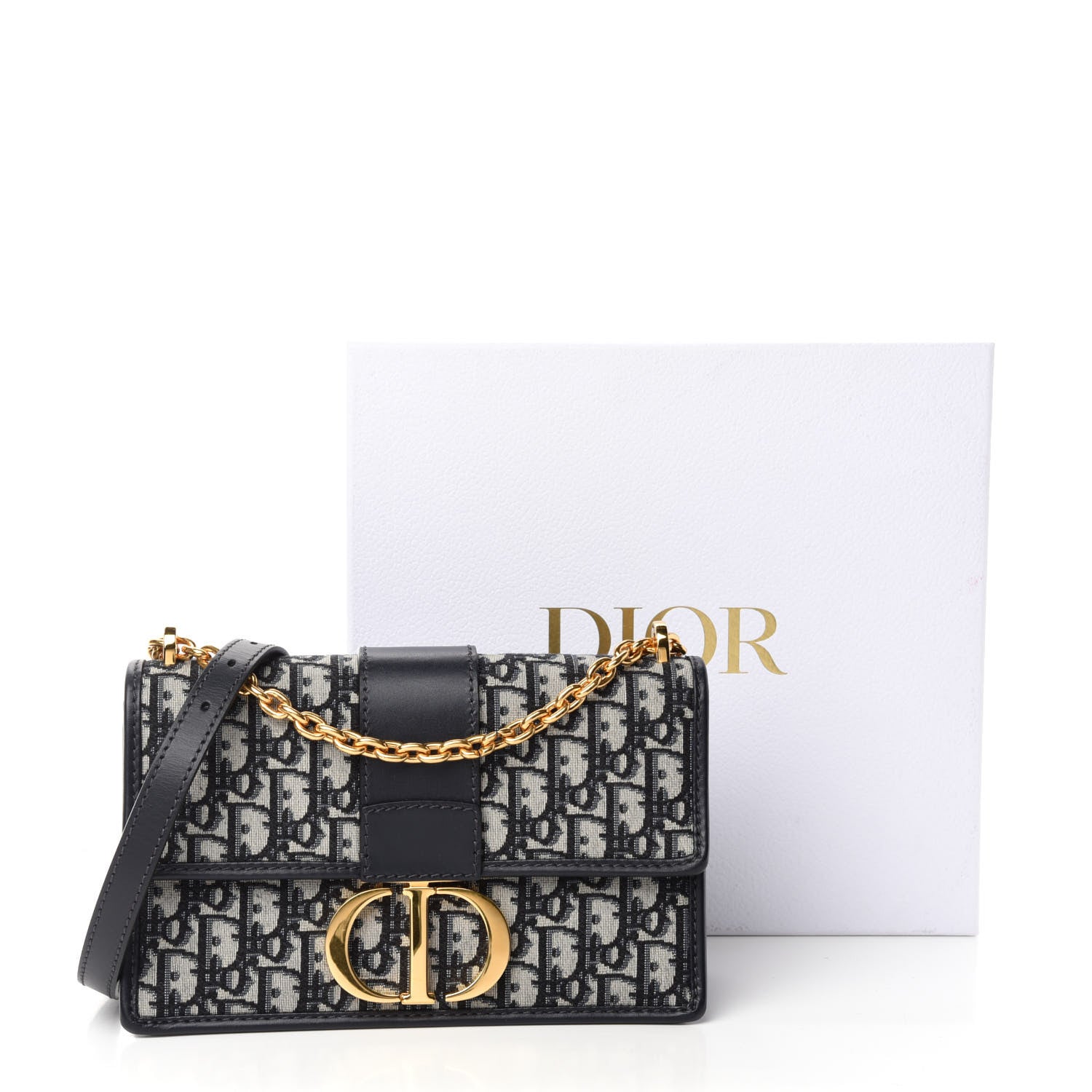 Christian Dior Oblique 30 Montaigne Chain Flap Bag Blue 11 of 11