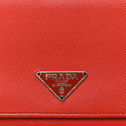 Prada Saffiano Triangle Continental Flap Wallet Peonia 8 of 11