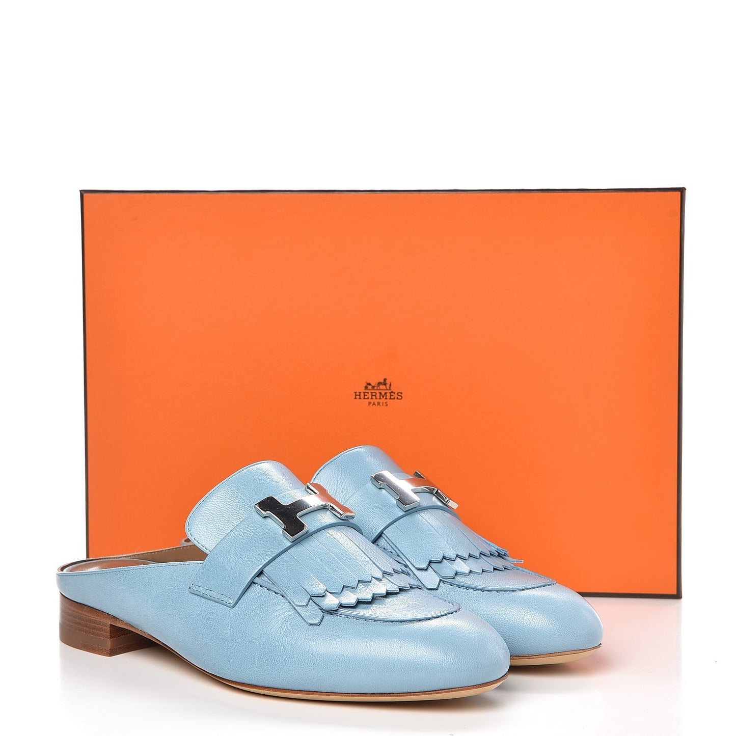Goatskin Rivoli Mules 35 Bleu Ciel