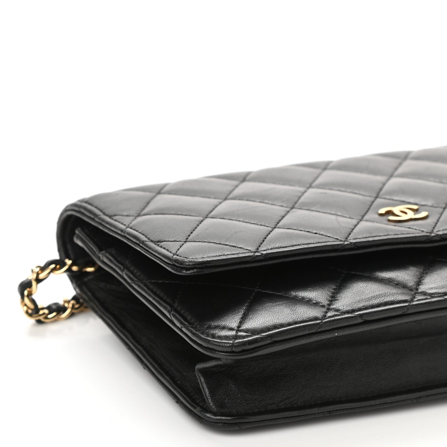 Lambskin Quilted Wallet On Chain WOC Black