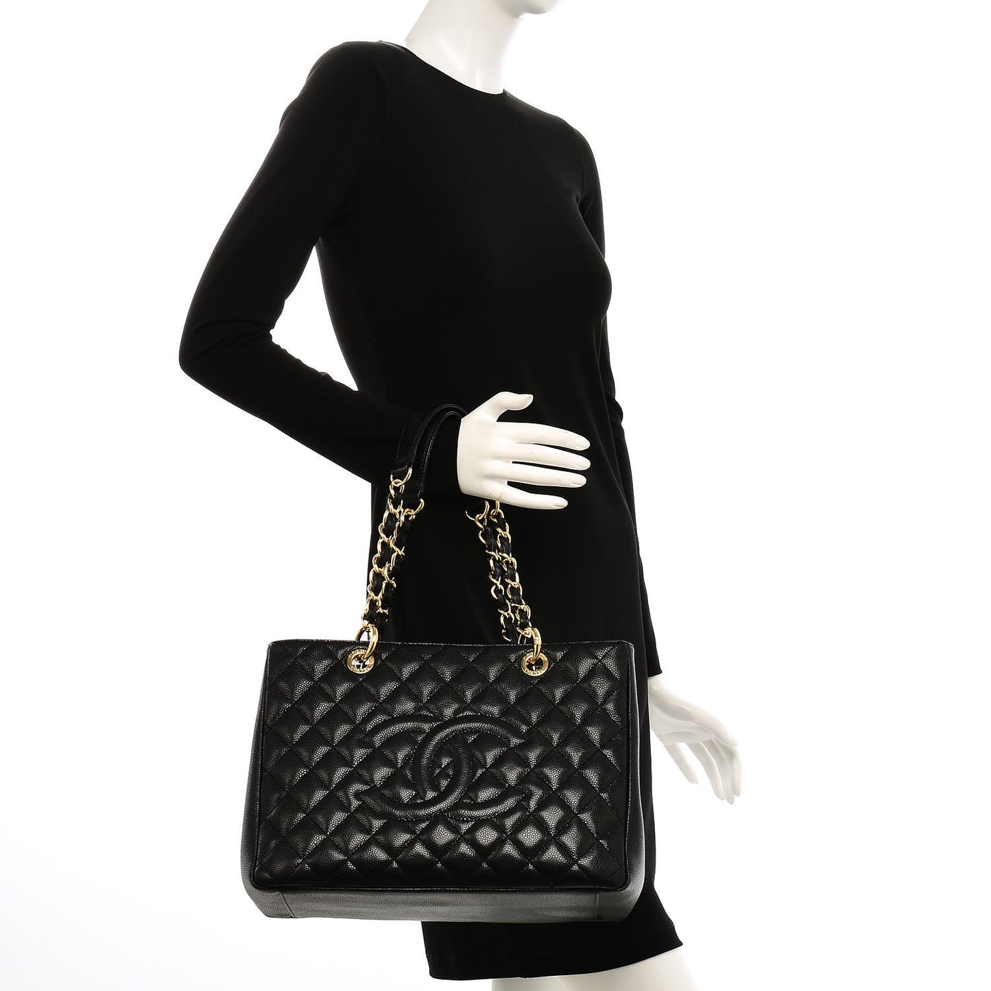 Caviar Quilted Grand Shopping Tote GST Black
