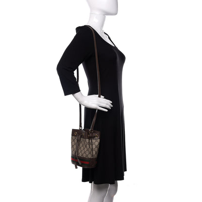 Gucci GG Supreme Monogram Web Mini Ophidia Bucket Bag Brown 2 of 10