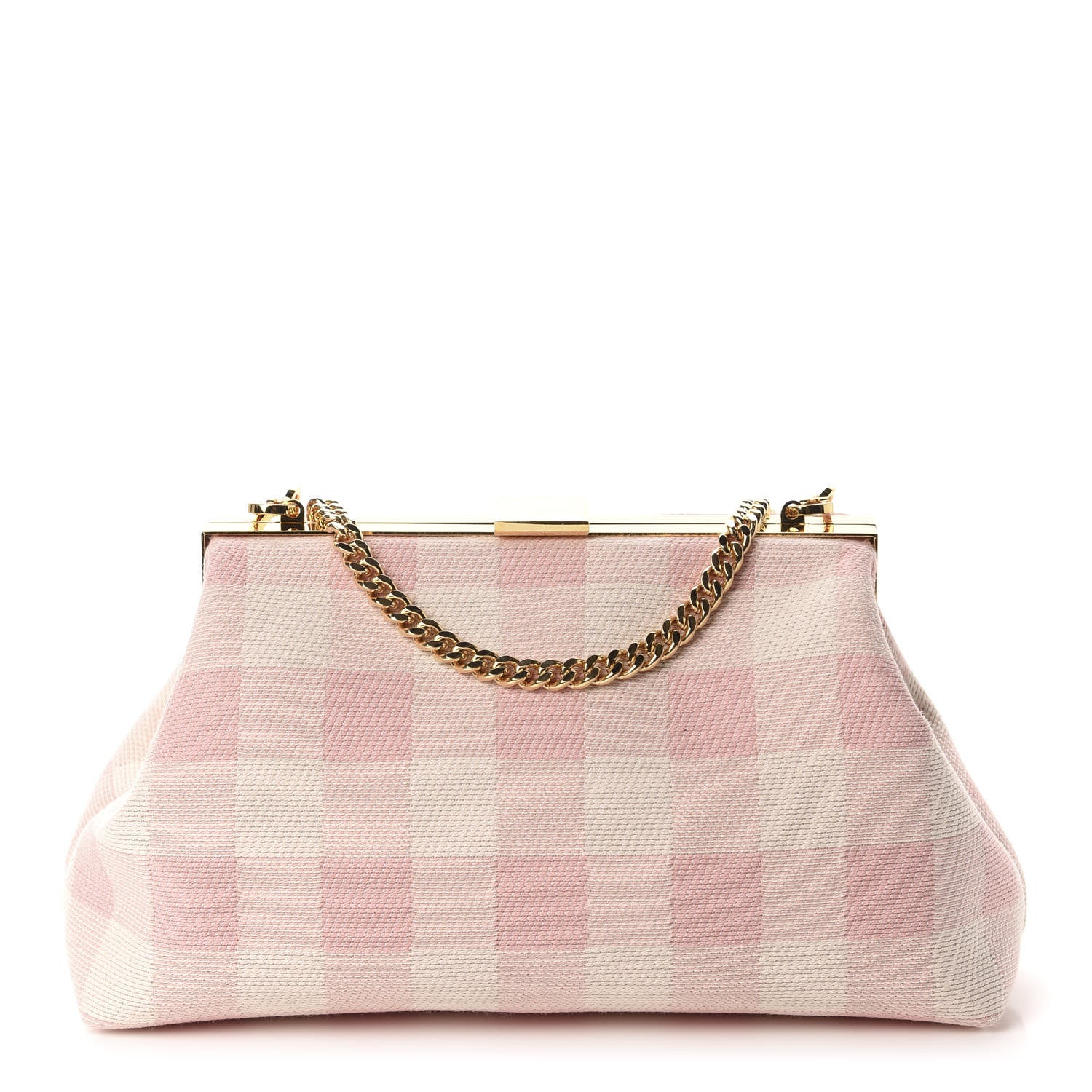Mansur Gavriel Checker Canvas Mini Volume Chain Clutch Pink 1 of 11