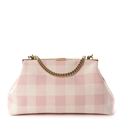 Mansur Gavriel Checker Canvas Mini Volume Chain Clutch Pink 1 of 11
