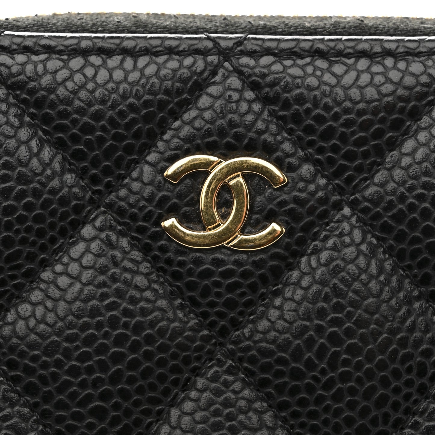 Caviar Quilted Zip Coin Purse Black