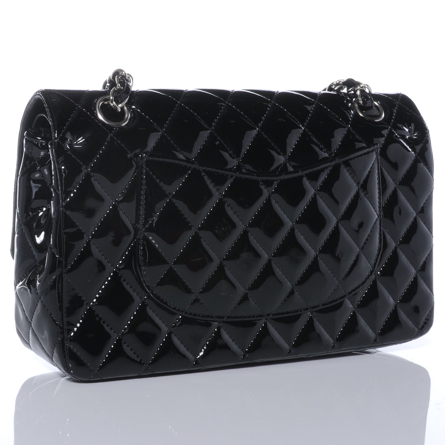 Patent Medium Double Flap Black