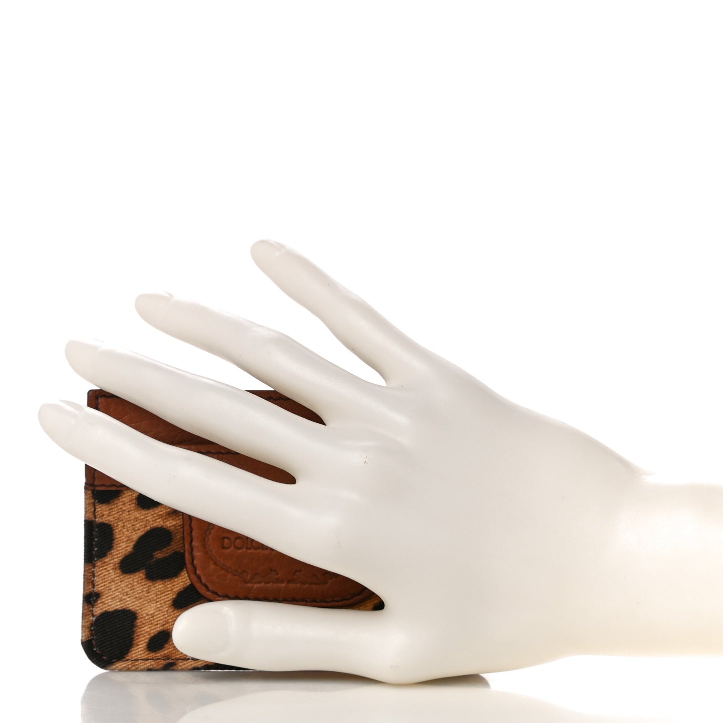 Canvas Leopard Print Card Holder Brown