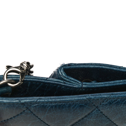 Chanel Aged Calfskin Quilted Zip Clutch Blue 20 of 24