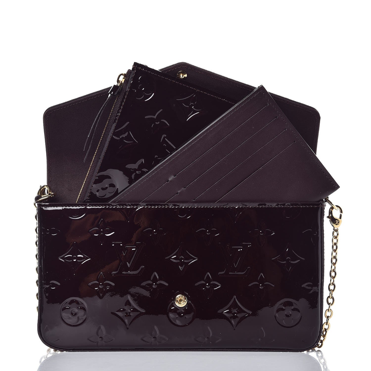 Louis Vuitton Vernis Pochette Felicie Chain Wallet Amarante 3 of 10