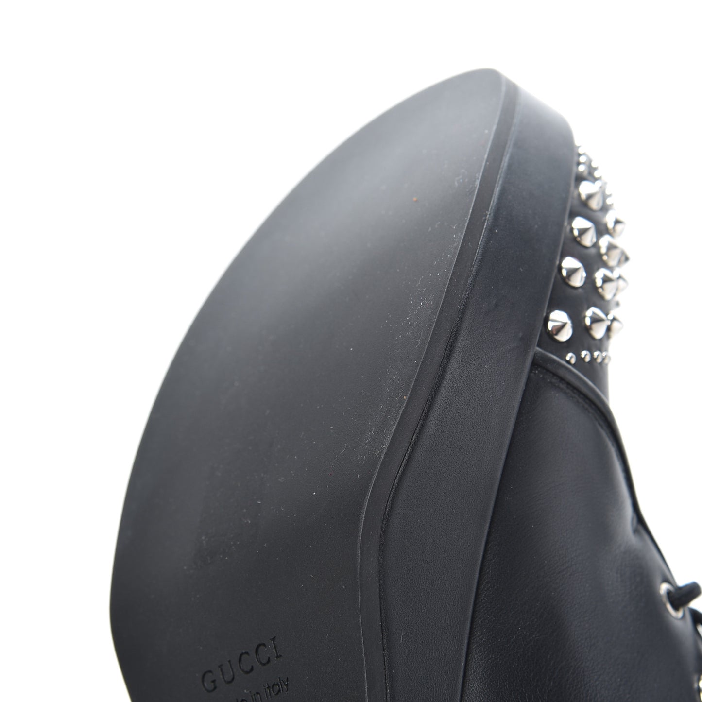 Calfskin Faux Shearling Studded Victor Ankle Boots 38 Black Mystic White