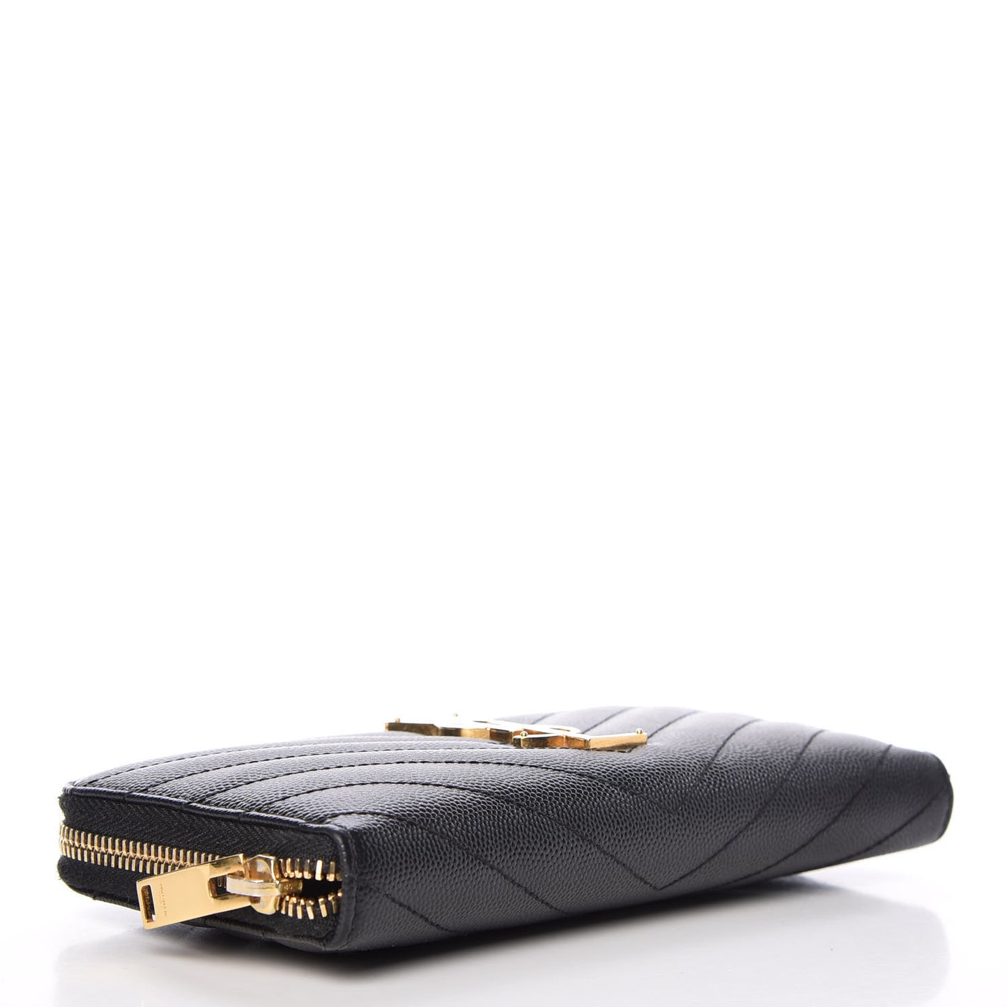 Grain De Poudre Matelasse Chevron Monogram Zip Around Wallet Black
