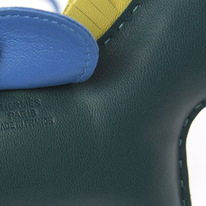 Hermes Milo Lambskin Grigri Rodeo Horse Bag Charm MM Malachite Bleu Zanzibar Lime 3 of 4