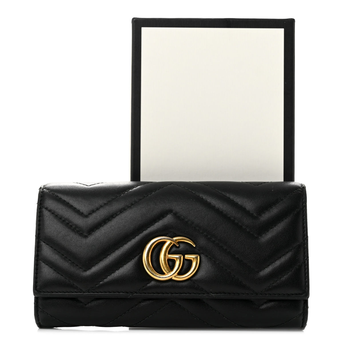 Calfskin Matelasse GG Marmont Continental Wallet Black