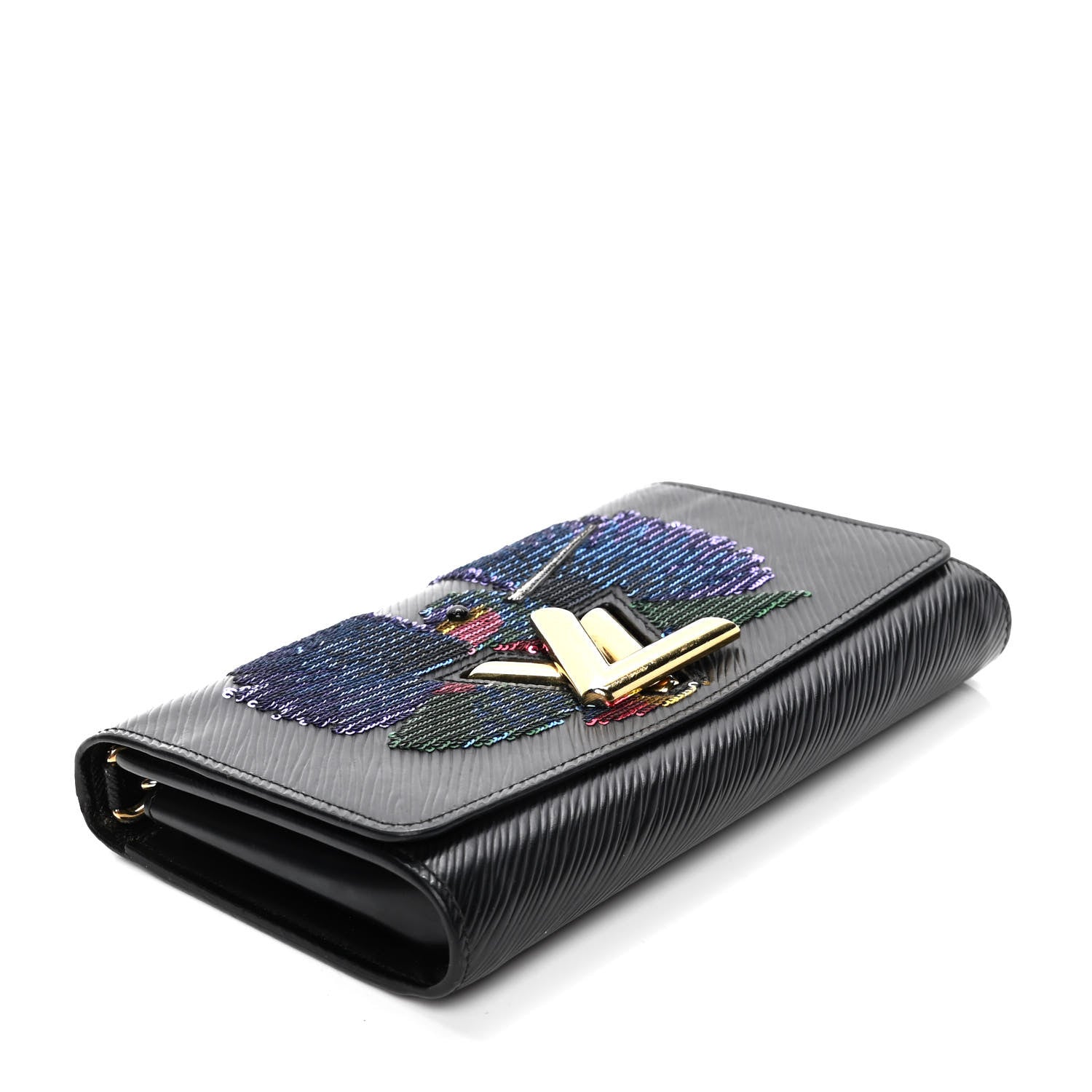 Louis Vuitton Epi Sequin Bird Twist Chain Wallet PM Black 3 of 5