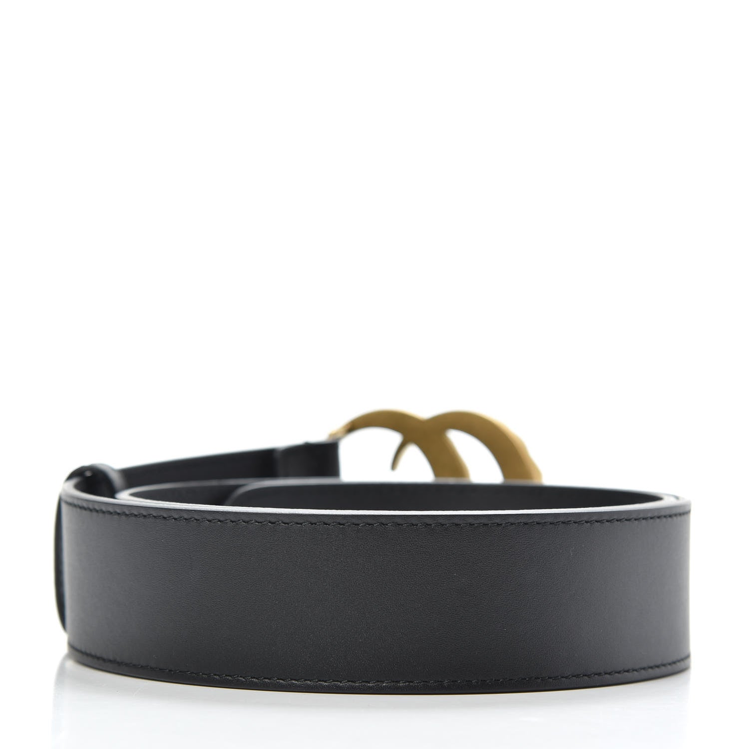 Gucci Moon Calfskin Pearl Double G 40mm Belt 80 32 Black Cream 2 of 5