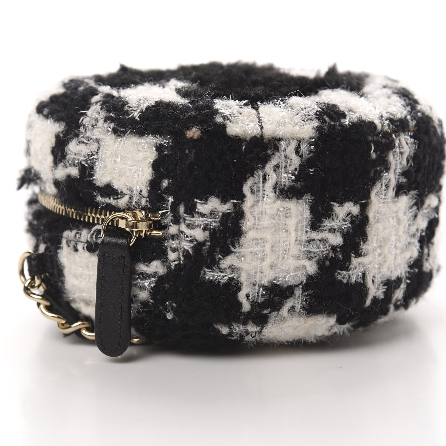 Chanel Tweed Shearling Round Clutch With Chain and Coin Purse Black and White 11 of 12