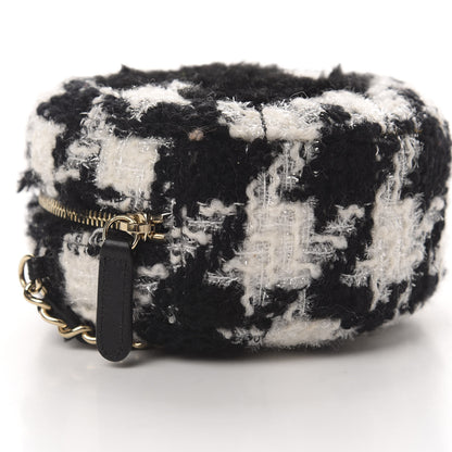Chanel Tweed Shearling Round Clutch With Chain and Coin Purse Black and White 11 of 12