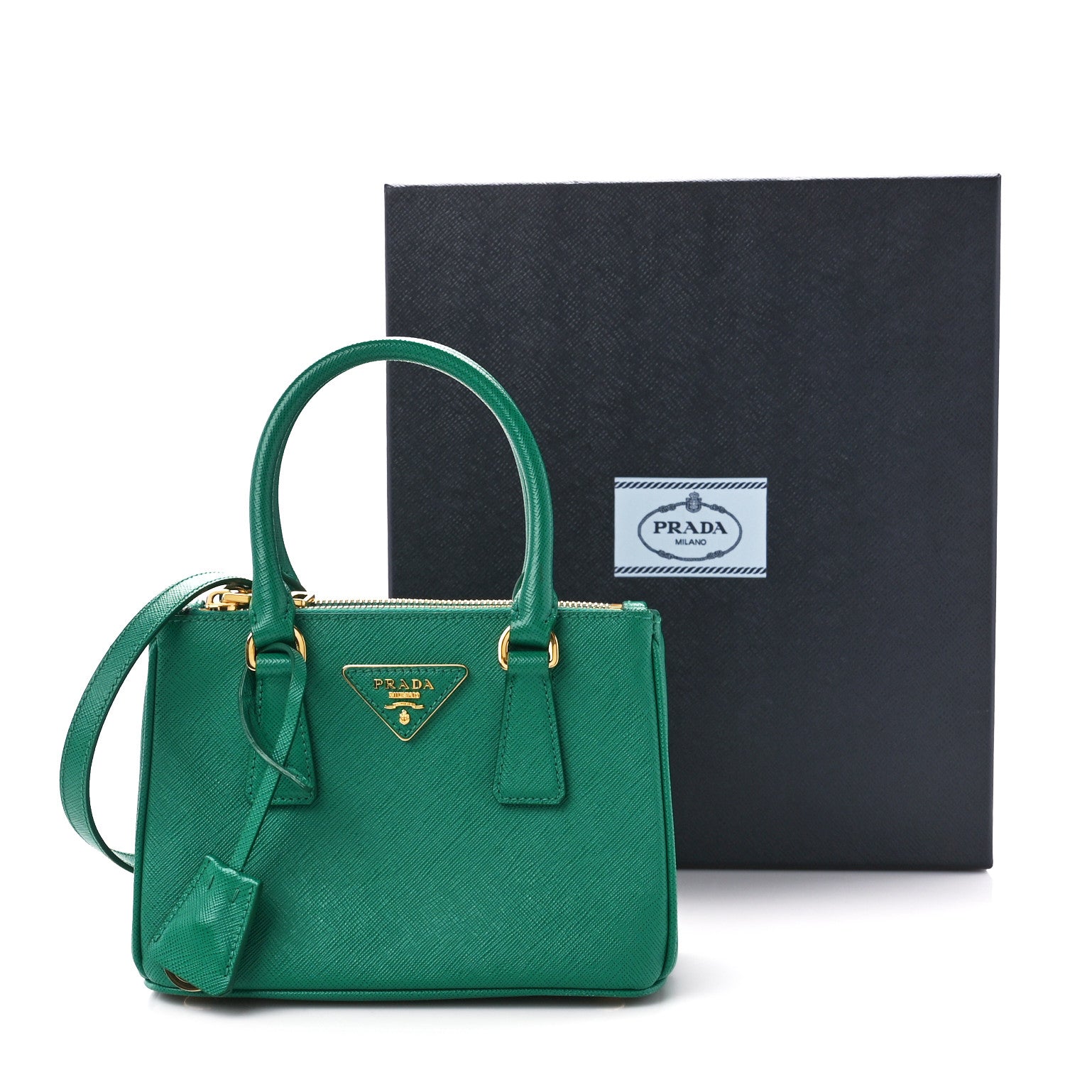 Prada Saffiano Lux Mini Galleria Double Zip Tote Mango 13 of 13