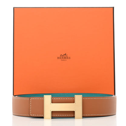 Hermes Swift Epsom 24mm Focus Belt Gold Bleu Paon 8 of 8