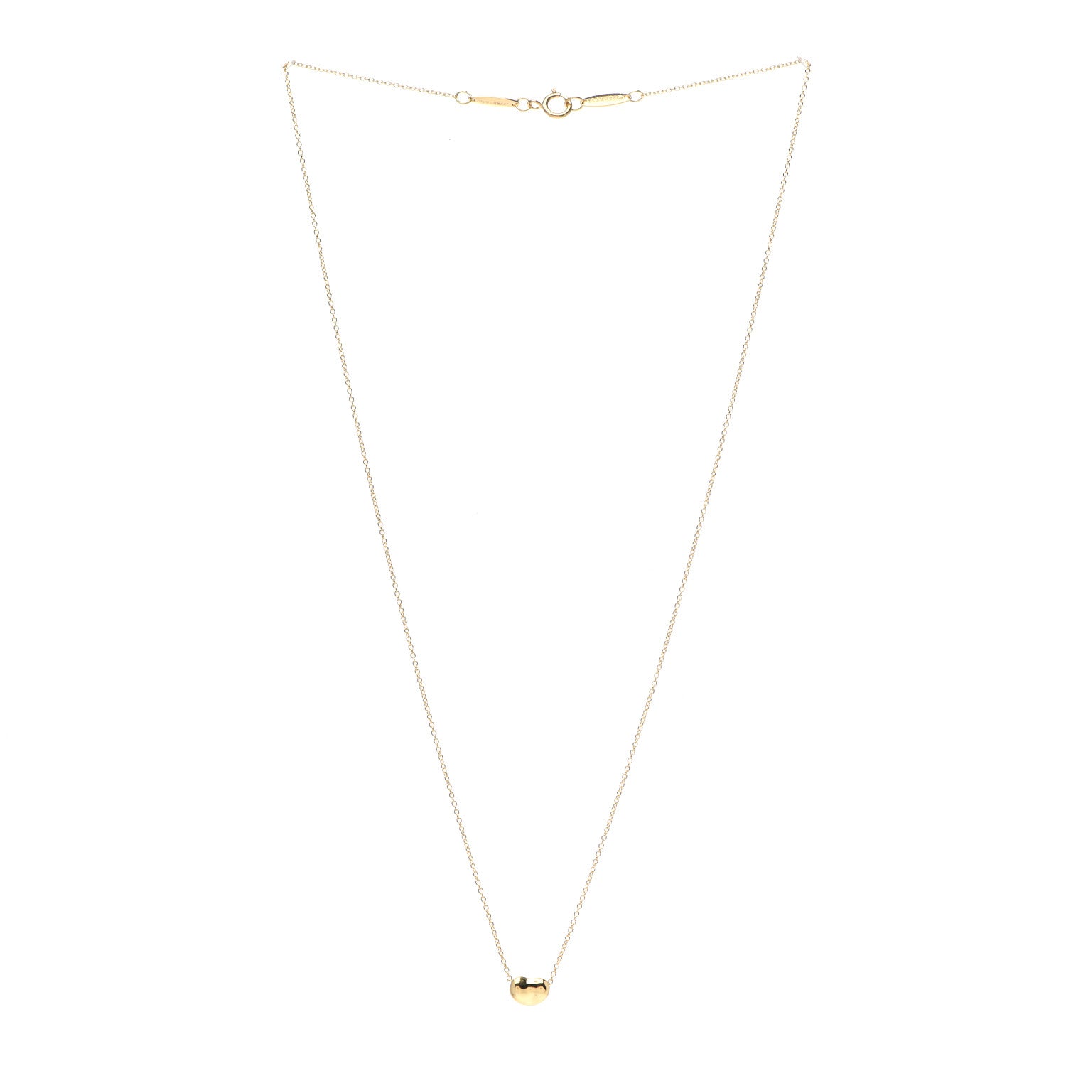 Tiffany 18K Yellow Gold 7mm Elsa Peretti Bean Pendant Necklace 3 of 5