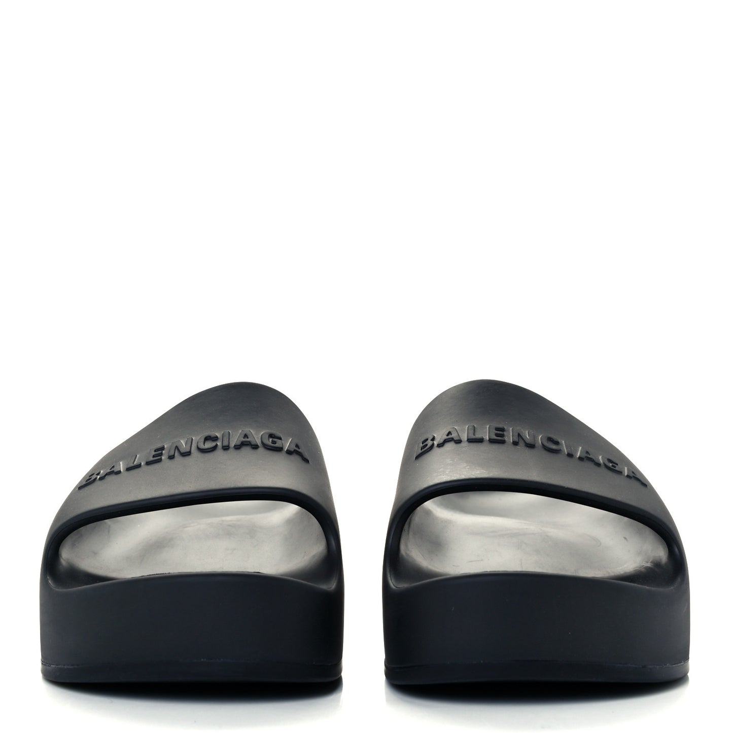 Rubber Chunky Platform Slide Sandals 41 Black